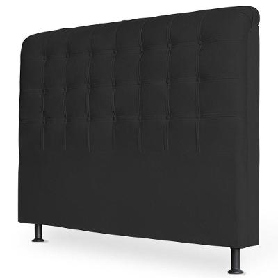 Cabeceira Estofada Box Casal Queen Louise 160cm Suede Preto