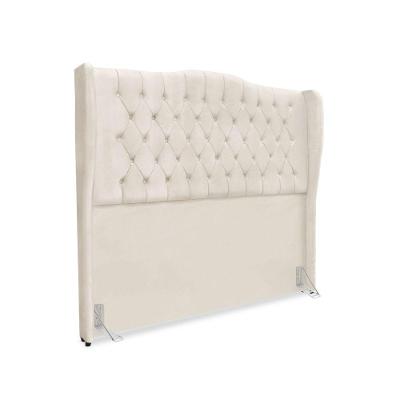 Cabeceira De Cama Box Queen 160 Cm Dubai Premium - Veludo Bege Claro