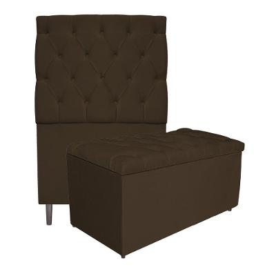 Kit Cabeceira e Calçadeira Liverpool 90cm Solteiro Suede