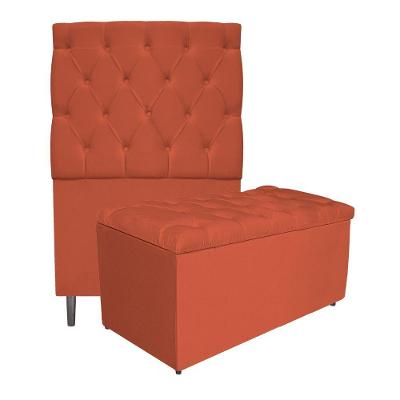 Kit Cabeceira e Calçadeira Liverpool 90cm Solteiro Suede
