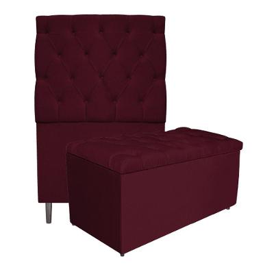 Kit Cabeceira e Calçadeira Liverpool 90cm Solteiro Suede