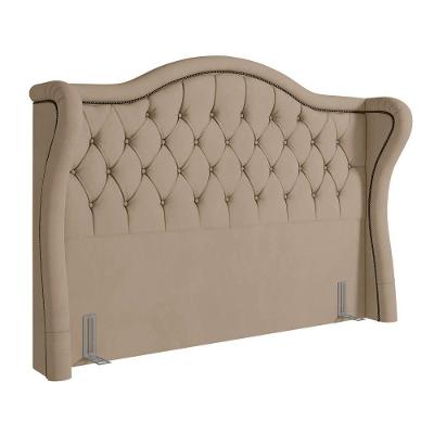 Cabeceira Cama Box Casal 140Cm Antibes P02 Veludo Bege