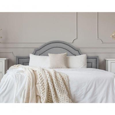 Cabeceira Queen Luxo 160x60 Suede Cinza Tachas Fumê