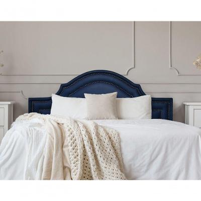 Cabeceira King Luxo 193x60 Courino Azul Tachas Fumê