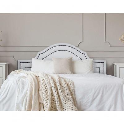 Cabeceira King Luxo 193x60 Courino Branco Tachas Fumê