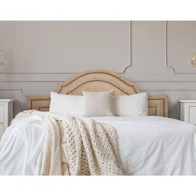 Cabeceira King Luxo 193x60 Suede Bege Tachas Fumê