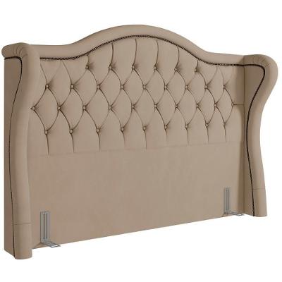 Cabeceira Cama Box Casal 140cm P05 Lisboa Veludo Bege