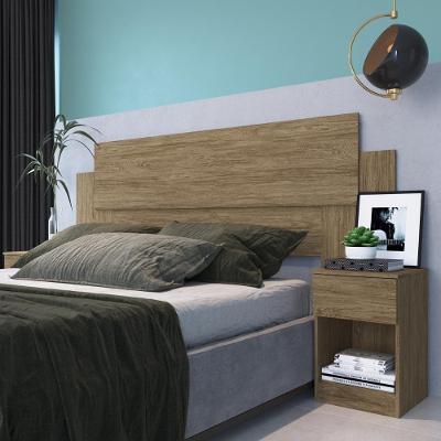 Cabeceira Com 2 Mesas De Apoio Garnet Decibal Wood