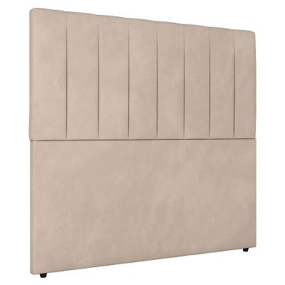 Cabeceira Cama Box Casal Queen Size Ivana 160cm Veludo - Desk Design Cor Bege