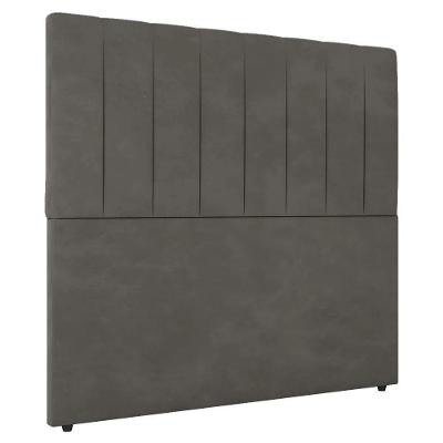 Cabeceira Cama Box Casal Queen Size Ivana 160cm Veludo - Desk Design Cor Cinza