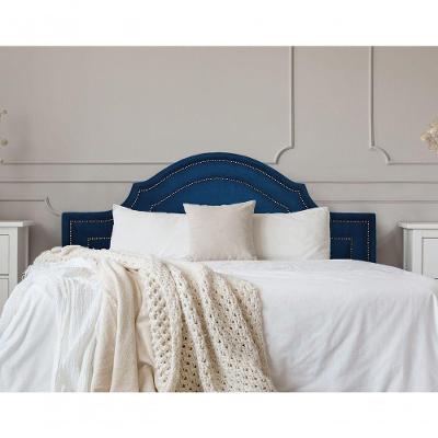 Cabeceira King Luxo 193x60 Suede Azul Tachas Fumê