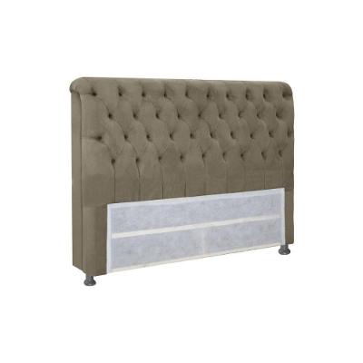 Painel de Cama Box Estofada Solteiro Imperatriz Plus Suede Marrom - Simbal