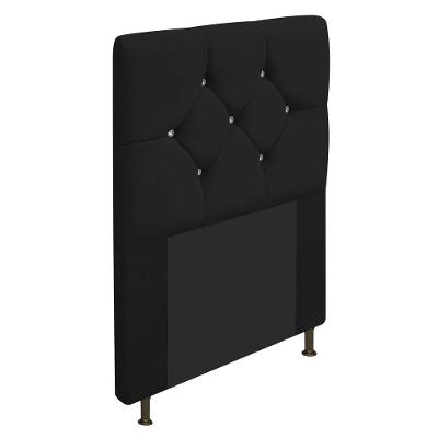 Cabeceira Solteiro França A05 C/ Strass 90 Cm Corano Preto