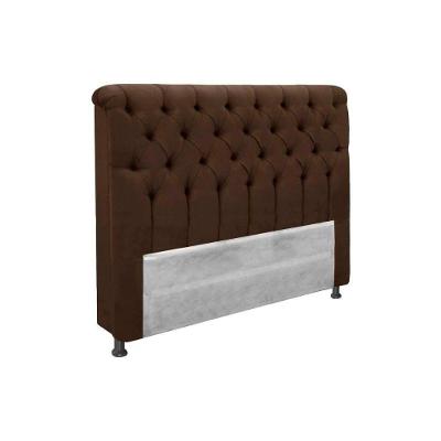 Painel de Cama Box Estofada Solteiro Imperatriz Suede Marrom Chocolate - Simbal