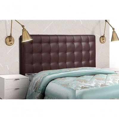 Cabeceira Cama Box Estofada Casal Casal Dama Suede Marrom Chocolate - Simbal