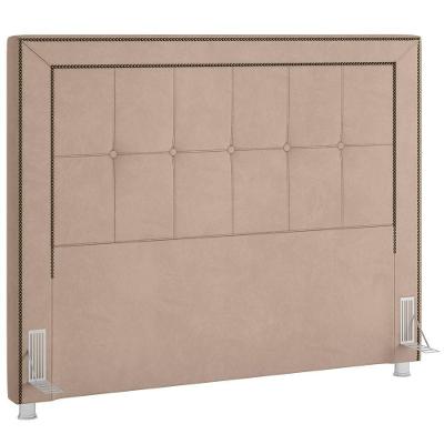 Cabeceira Cama Box Casal 140cm P05 Atenas Veludo Bege