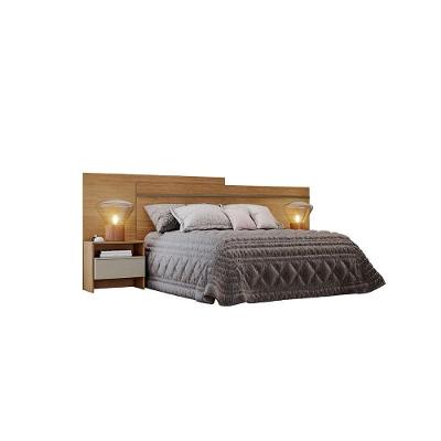 Cabeceira Cama Box Madeirado Casal Prime c/ 2 Mesas Freijo Cumaru c/ Fendi - Novo Horizonte