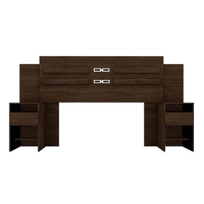 Cabeceira Cama Box Madeirado Casal Triunfo c/ 2 Gavetas Ébano Touch - Demóbile