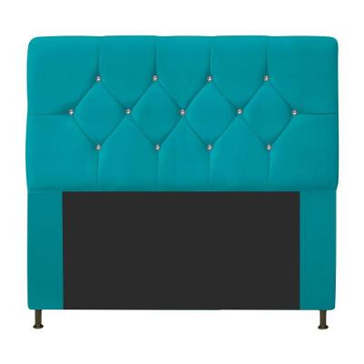 Cabeceira Casal França A05 C/ Strass 140 Cm Azul Turquesa