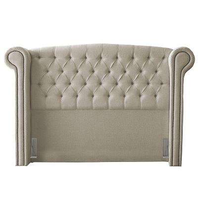 Cabeceira Cama Box Casal Adelle 140Cm Com Frame Suede Bege