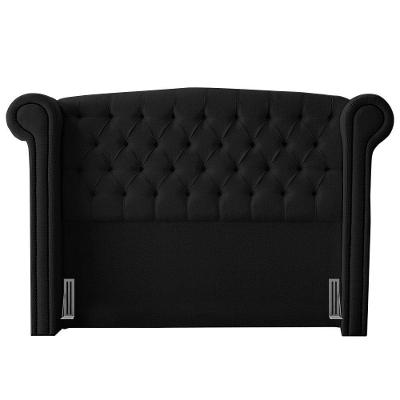 Cabeceira Cama Box Casal Adelle 140Cm Com Frame Suede Preto