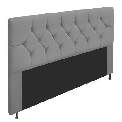 Cabeceira King C/ Strass 195 Cm Para Cama Box Suede Cinza