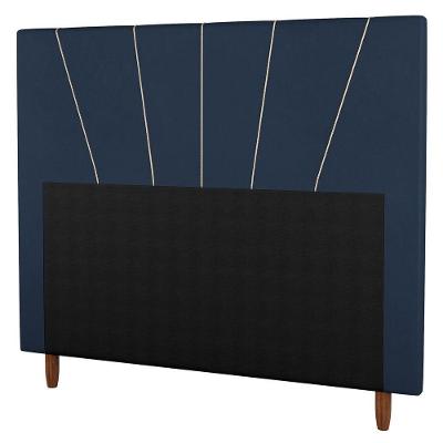 Cabeceira Solteiro 90cm Veludo Azul