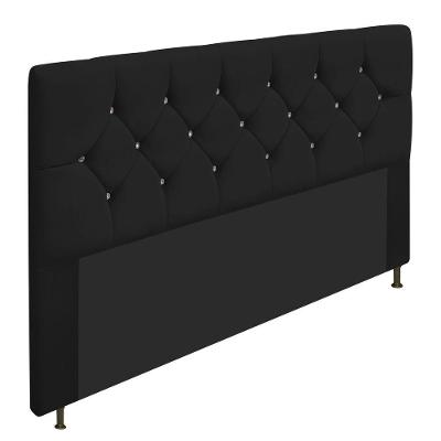 Cabeceira King C/ Strass 195 Cm Para Cama Box Suede Preto