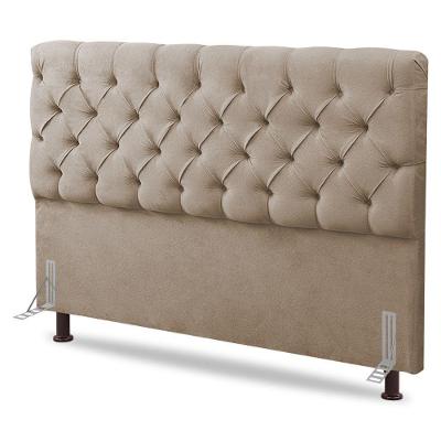 Cabeceira Cama Box Casal Queen Size Lylla 160cm Capitonê Com Frame Suede Bege - Abmaza