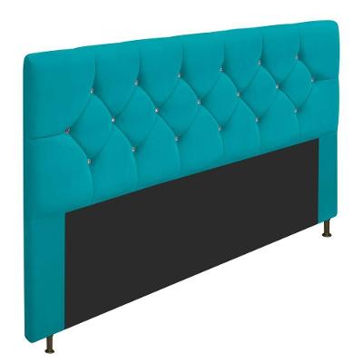 Cabeceira King 195 Cm Cama Box King Suede Azul Turquesa