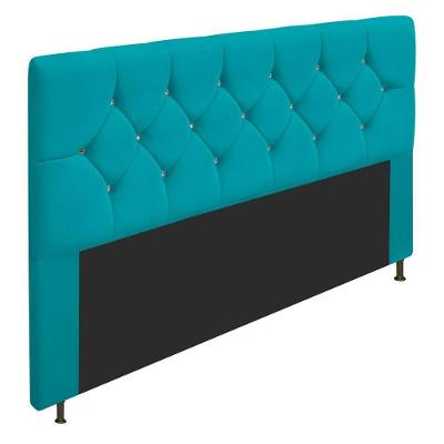 Cabeceira Queen 160 Cm Cama Box Suede Azul Turquesa