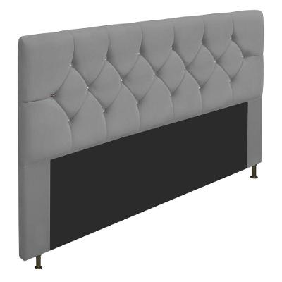 Cabeceira Queen C/ Strass 160 Cm Para Cama Box Suede Cinza