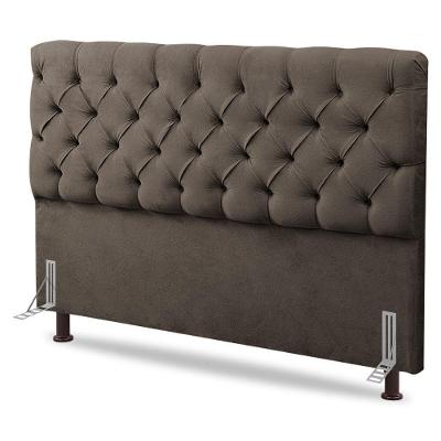 Cabeceira Cama Box Casal Queen Size Lylla 160cm Capitonê Com Frame Linho Cacau - Abmaza