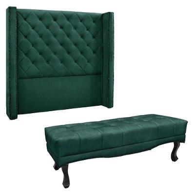 Kit Cabeceira E Calçadeira King 1,95M Verde Floresta