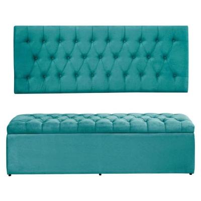 Painel Cabeceira Com Bau Dubai 1.20Mt Azul Tifany