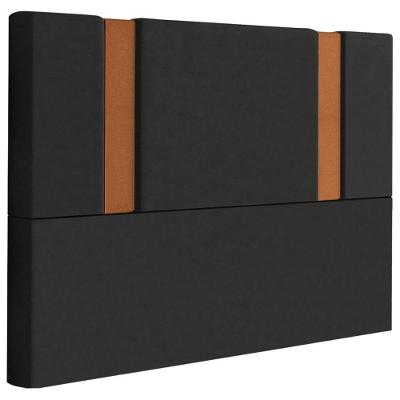 Cabeceira Casal 138 Cm Veron Veludo Preto Soon Preto