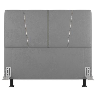 Cabeceira Cama Box Casal Queen Size Amber 160cm Estofada Linho Cinza Claro - Abmaza