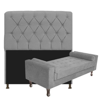 Cabeceira King Size com Recameir Félix 195 cm Corano Cinza