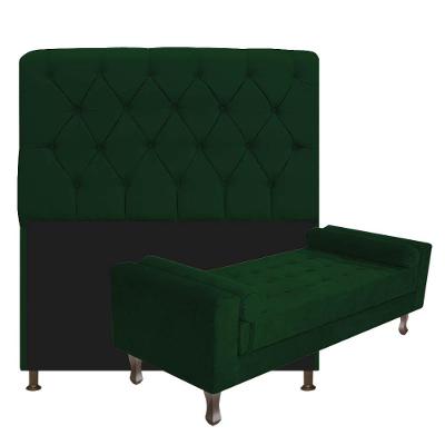Cabeceira Queen Size com Recamier 160 cm Kit Suede Verde