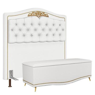 Cabeceira Casal 140Cm C/ Calçadeira Baú J02 Branco
