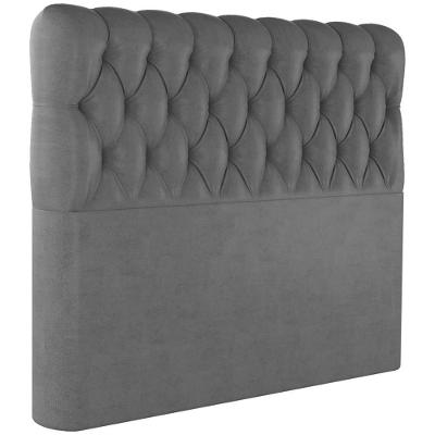 Cabeceira Casal 138 Cm Vegas Veludo Cinza Soon Cinza