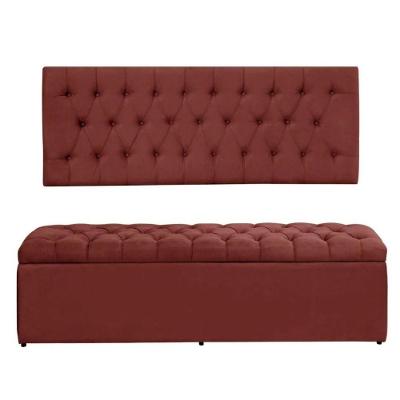 Painel Cabeceira Com Bau Dubai 1.38Mt Suede Vermelho