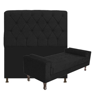 Cabeceira King Size com Recameir Félix 195 cm Corano Preto