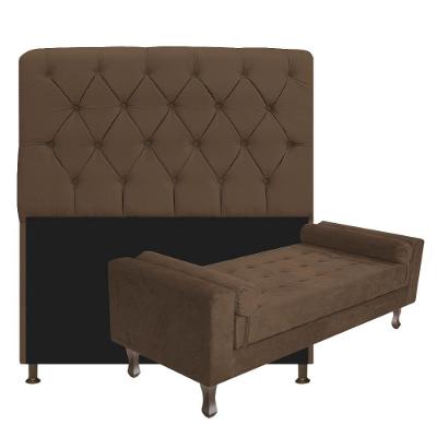 Cabeceira Queen Size com Recamier 160 cm Kit Suede Marrom