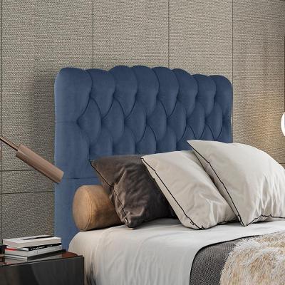 Cabeceira Solteiro 88 Cm Milan Veludo Azul Soon Azul
