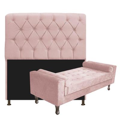Cabeceira Queen Size com Recamier 160 cm Kit Suede Rosê