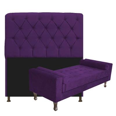 Cabeceira Queen Size com Recamier 160 cm Kit Suede Roxo