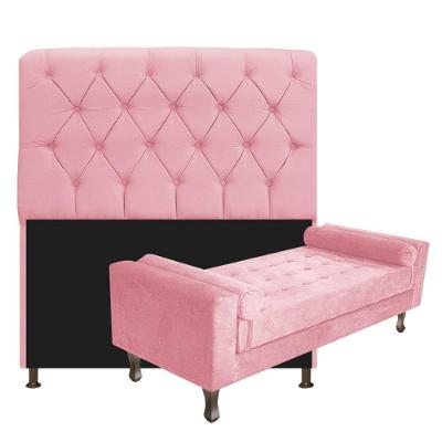 Kit Cabeceira Lady e Recamier Félix Suede Rosa Bebê