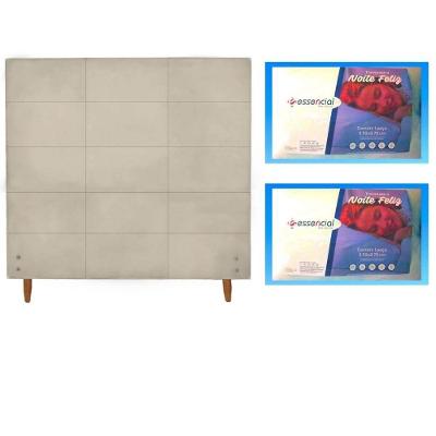 Cabeceira Anita 1.40 Para Cama Casal Suede Bege