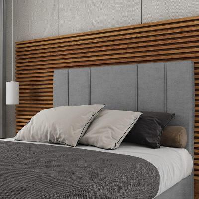 Cabeceira Estofada Casal King Size 195 Cm Venus Veludo Skybox Cinza